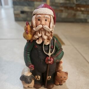 Vintage Jim Shore Farmer Christmas Santa Figurine  1990 Folk Art RARE (F)